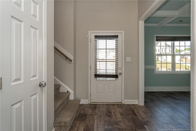 2109 Stonewash Dr, Fayetteville, NC 28306 - foyer featuring a wealth of natural light, stairs, and dark wood-type flooring