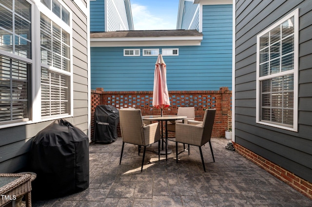 view of patio featuring outdoor dining area and area for grilling