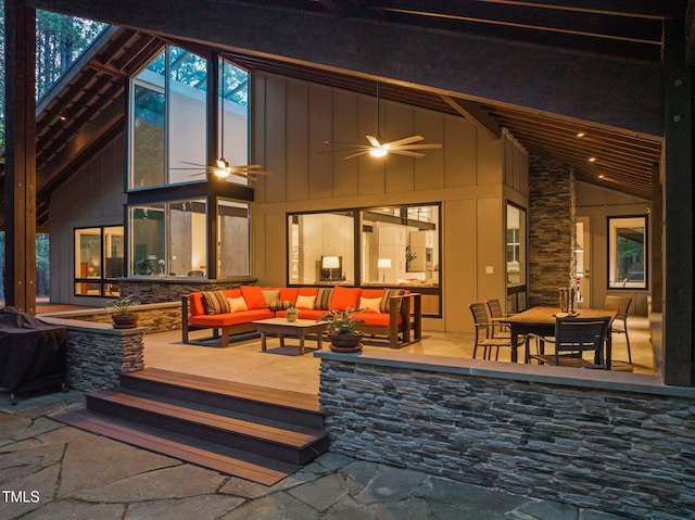 view of patio / terrace with an outdoor hangout area and ceiling fan