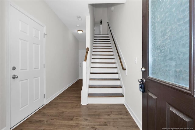 278 Hugh Shelton Loop, Fayetteville, NC 28301 - foyer entrance featuring stairs, baseboards, and wood finished floors