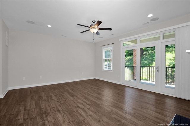 278 Hugh Shelton Loop, Fayetteville, NC 28301 - spare room featuring recessed lighting, baseboards, a ceiling fan, and dark wood-style floors