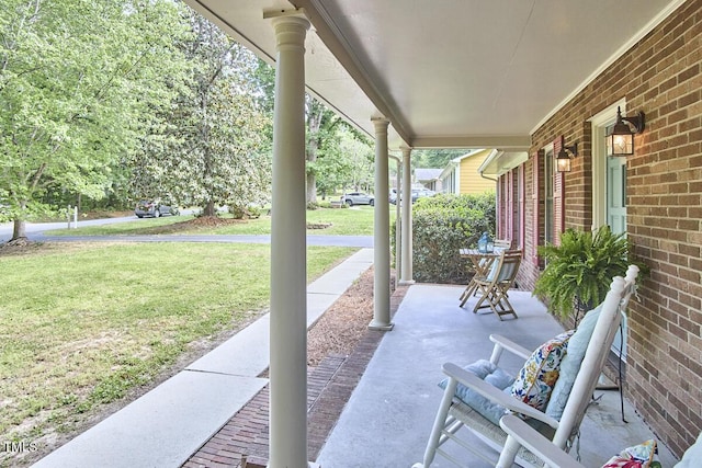 view of patio featuring covered porch