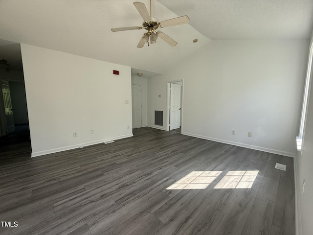 118 Hawthorn Dr, Clayton, NC 27520 - unfurnished living room with dark wood finished floors, visible vents, baseboards, and a ceiling fan
