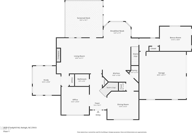 8840 Woodyhill Rd, Raleigh, NC 27613 - floor plan / room layout