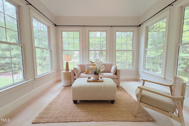 8840 Woodyhill Rd, Raleigh, NC 27613 - sunroom / solarium featuring lofted ceiling, carpet floors, and french doors