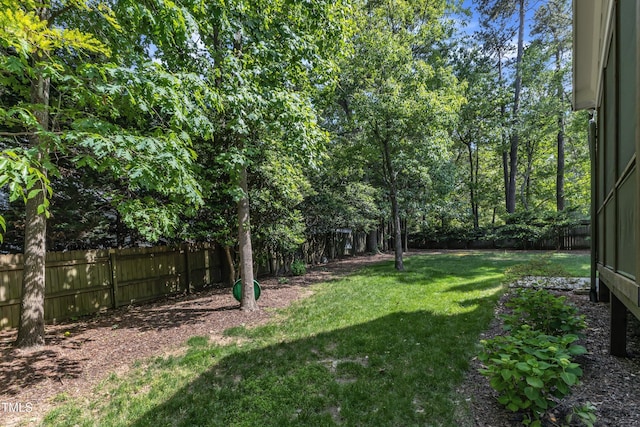 view of yard featuring a fenced backyard