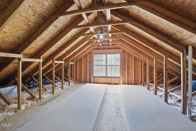 view of unfinished attic