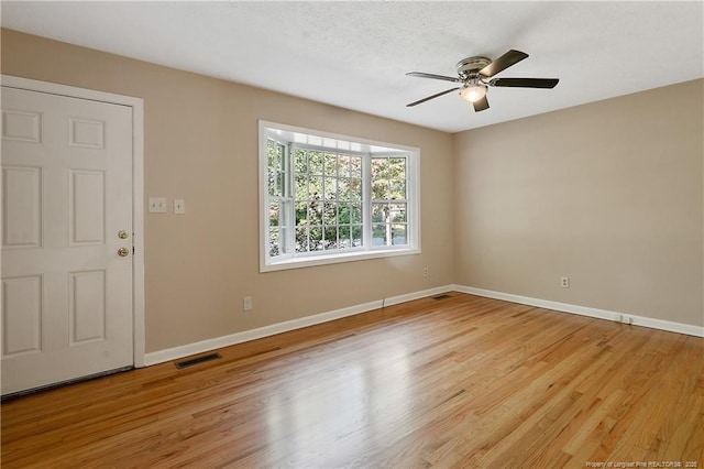 1001 Arberdale, Fayetteville, NC 28304 - empty room featuring baseboards, ceiling fan, light wood-style flooring, and visible vents