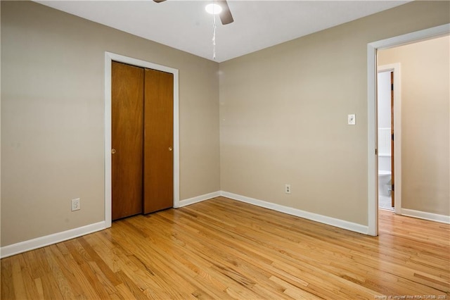 1001 Arberdale, Fayetteville, NC 28304 - unfurnished bedroom featuring baseboards, light wood-style flooring, and a closet