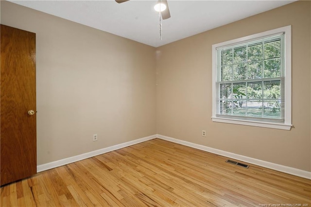 1001 Arberdale, Fayetteville, NC 28304 - empty room with baseboards, a ceiling fan, light wood-style floors, and visible vents