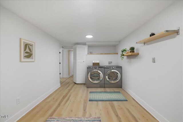 2904 Sprucewood Dr, Durham, NC 27707 - laundry area featuring laundry area, wood finished floors, baseboards, recessed lighting, and separate washer and dryer