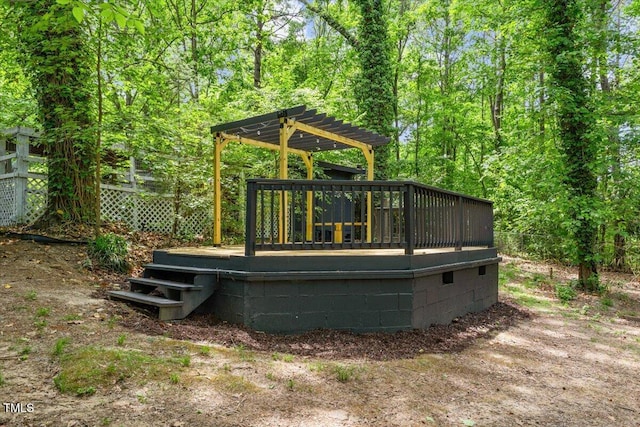 2904 Sprucewood Dr, Durham, NC 27707 - exterior space with fence, a view of trees, and a pergola