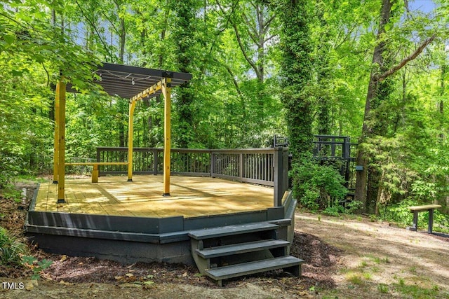 2904 Sprucewood Dr, Durham, NC 27707 - wooden terrace with a pergola