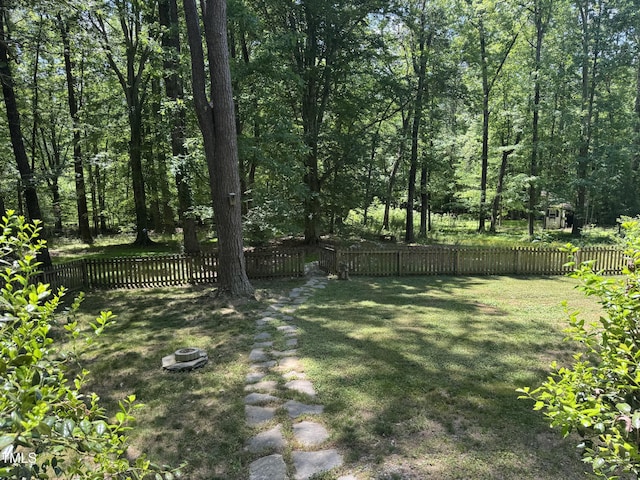 view of yard featuring a fenced backyard