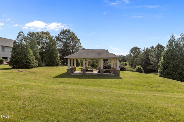 view of yard with a gazebo