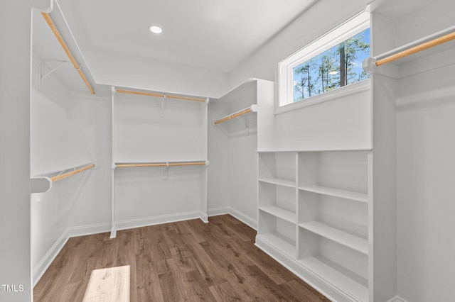 spacious closet with wood finished floors