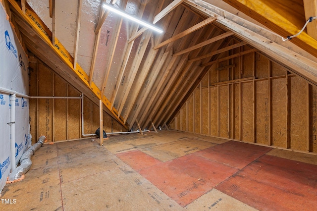 view of unfinished attic