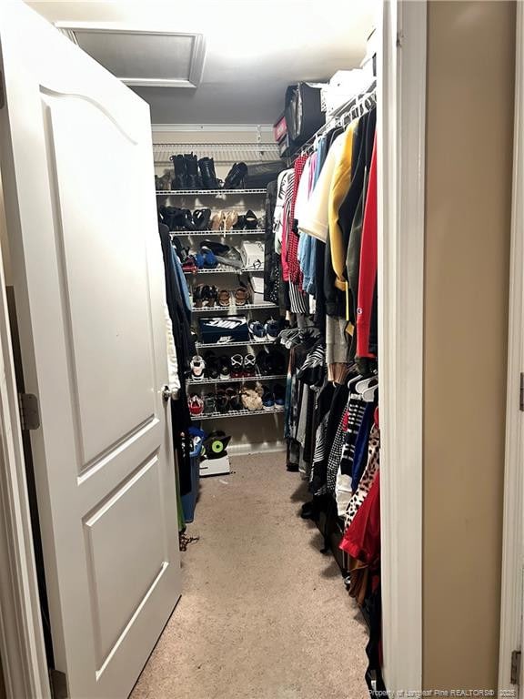 walk in closet with attic access