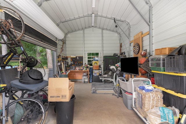 garage featuring metal wall