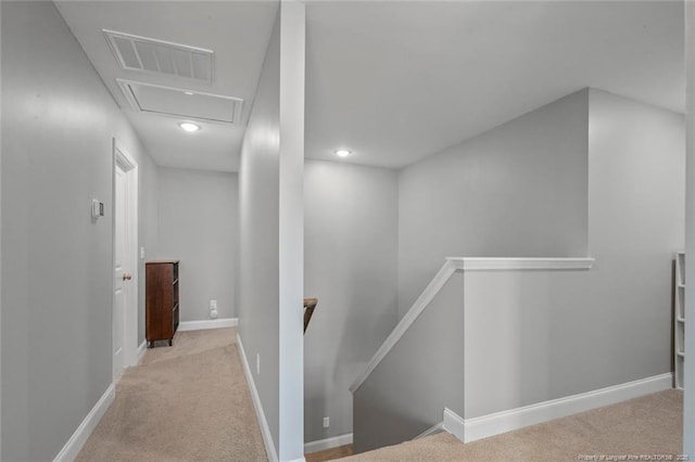 5113 Boxcut Ln, Hope Mills, NC 28348 - hall with an upstairs landing, carpet floors, recessed lighting, and baseboards