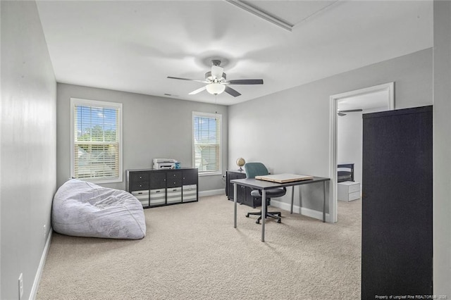 5113 Boxcut Ln, Hope Mills, NC 28348 - carpeted office featuring baseboards and ceiling fan