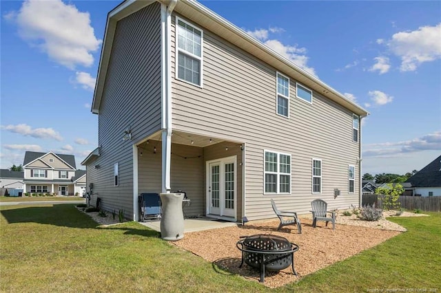 5113 Boxcut Ln, Hope Mills, NC 28348 - back of house with a fire pit, french doors, and a patio area