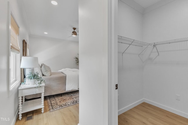 801 N Elm St, Durham, NC 27701 - walk in closet featuring a ceiling fan and wood finished floors