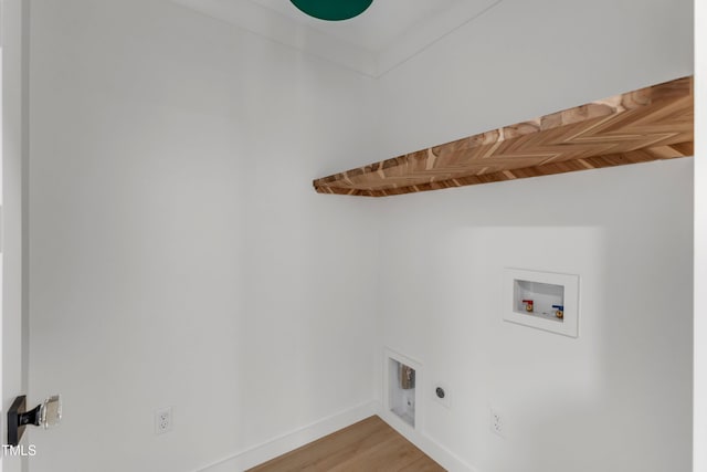 801 N Elm St, Durham, NC 27701 - laundry room featuring washer hookup, hookup for an electric dryer, laundry area, wood finished floors, and baseboards