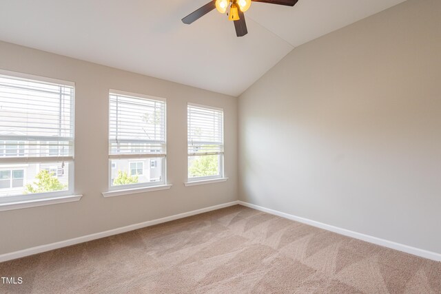 14 Prairie View Ct, Durham, NC 27703 - carpeted spare room with ceiling fan, baseboards, and lofted ceiling