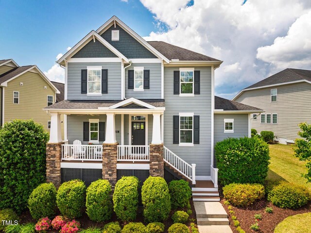 281 N Serenity Hill Cir, Chapel Hill, NC 27516 - craftsman-style house featuring covered porch and roof with shingles
