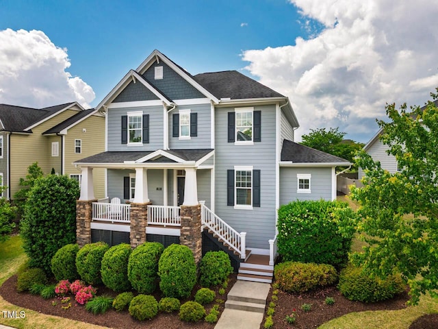 281 N Serenity Hill Cir, Chapel Hill, NC 27516 - craftsman-style home with a porch, stairway, and roof with shingles