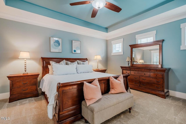 281 N Serenity Hill Cir, Chapel Hill, NC 27516 - bedroom with light colored carpet, baseboards, and a ceiling fan