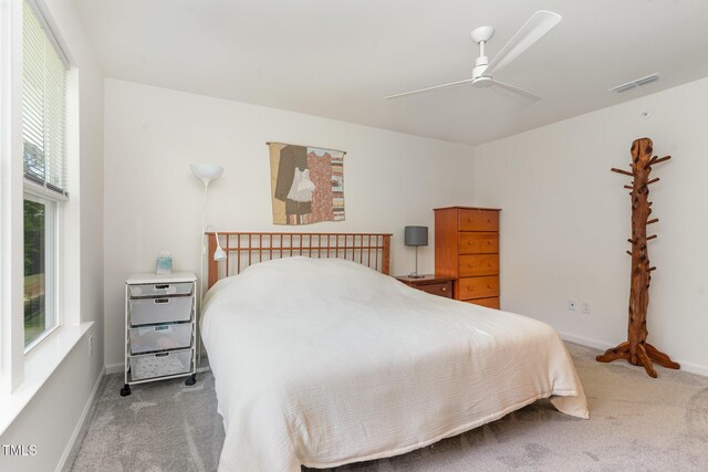 138 Rialto St, Chapel Hill, NC 27516 - carpeted bedroom featuring baseboards, a ceiling fan, and visible vents