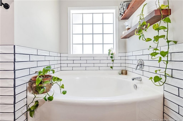 bathroom featuring a garden tub