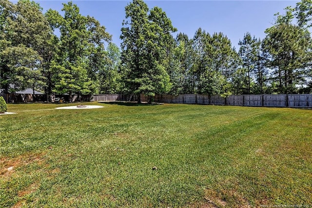 view of yard with a fenced backyard