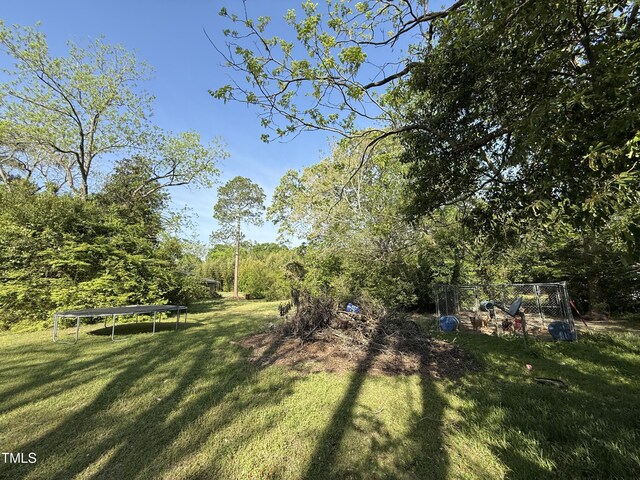 view of yard featuring a trampoline