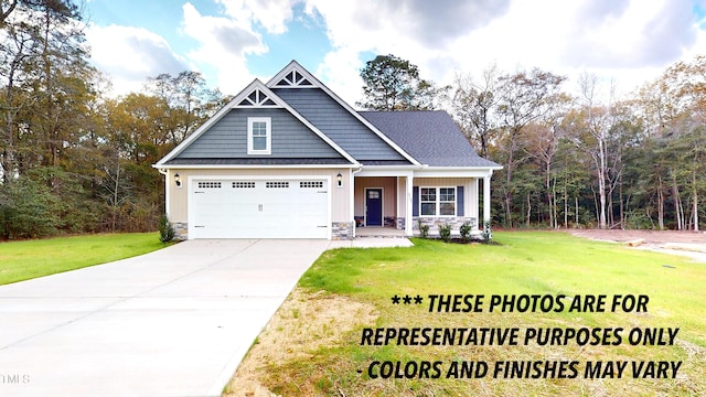 3725 Huntcliff Dr, La Grange, NC 28551 - craftsman-style home with a garage, board and batten siding, driveway, and a front yard
