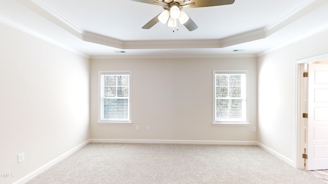 3725 Huntcliff Dr, La Grange, NC 28551 - empty room with crown molding, a raised ceiling, ceiling fan, and visible vents