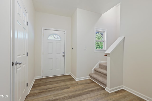 3223 Polite Ln, Raleigh, NC 27610 - entryway with healthy amount of natural light, wood finished floors, and baseboards
