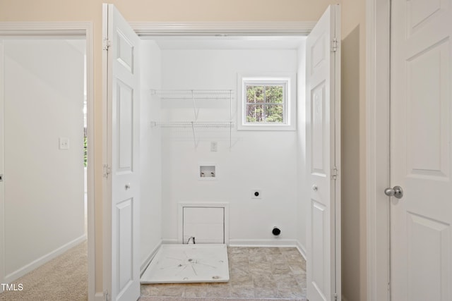 3223 Polite Ln, Raleigh, NC 27610 - clothes washing area with electric dryer hookup, hookup for a washing machine, and baseboards