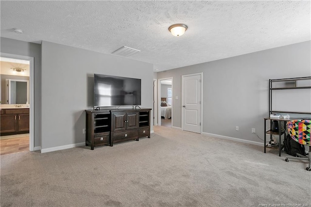 4631 Cedar Pass Dr, Hope Mills, NC 28348 - bedroom featuring visible vents, carpet flooring, a textured ceiling, and baseboards
