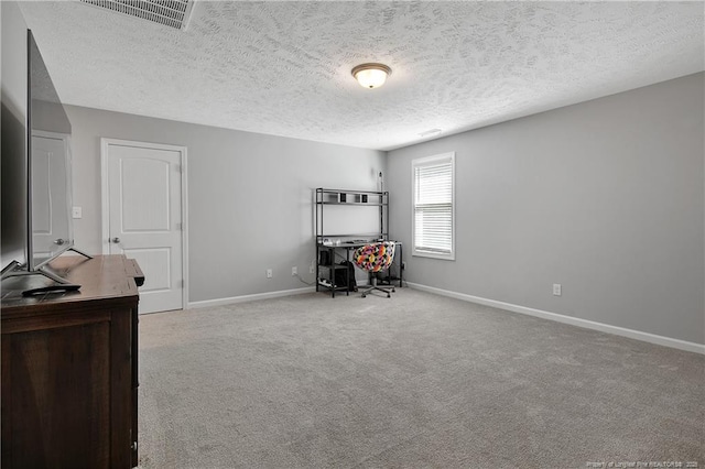 4631 Cedar Pass Dr, Hope Mills, NC 28348 - bedroom featuring baseboards, carpet, a textured ceiling, and visible vents