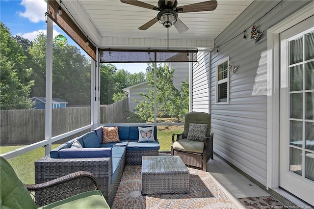 4631 Cedar Pass Dr, Hope Mills, NC 28348 - sunroom / solarium featuring ceiling fan and an outdoor living space