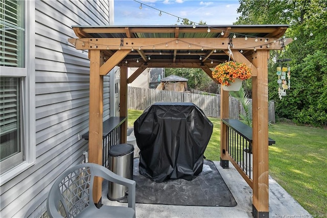 4631 Cedar Pass Dr, Hope Mills, NC 28348 - view of patio with a gazebo, fence, and area for grilling