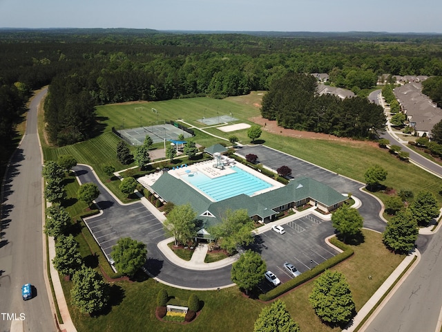 277 High Ridge Ln, Pittsboro, NC 27312 - drone / aerial view featuring a wooded view