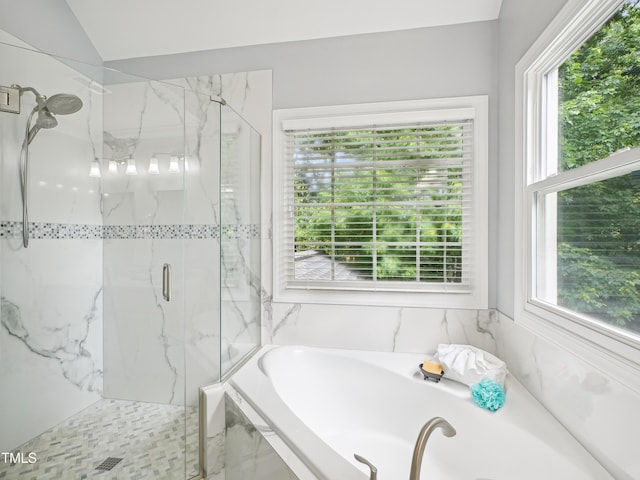 113 Bergeron Way, Cary, NC 27519 - bathroom with a marble finish shower and a bath