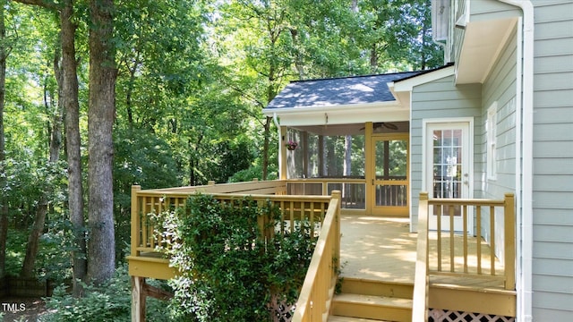 113 Bergeron Way, Cary, NC 27519 - wooden deck featuring a sunroom