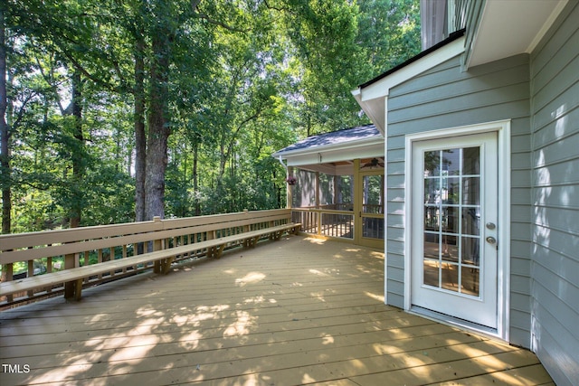 113 Bergeron Way, Cary, NC 27519 - wooden terrace featuring a ceiling fan and a sunroom