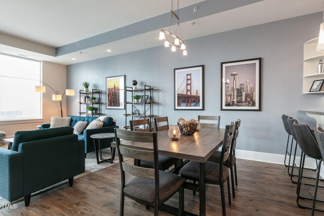 400 W N St Unit 1134, Raleigh, NC 27603 - dining space featuring dark wood-type flooring, recessed lighting, and baseboards