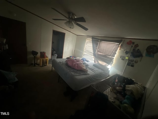 bedroom featuring carpet flooring and ceiling fan